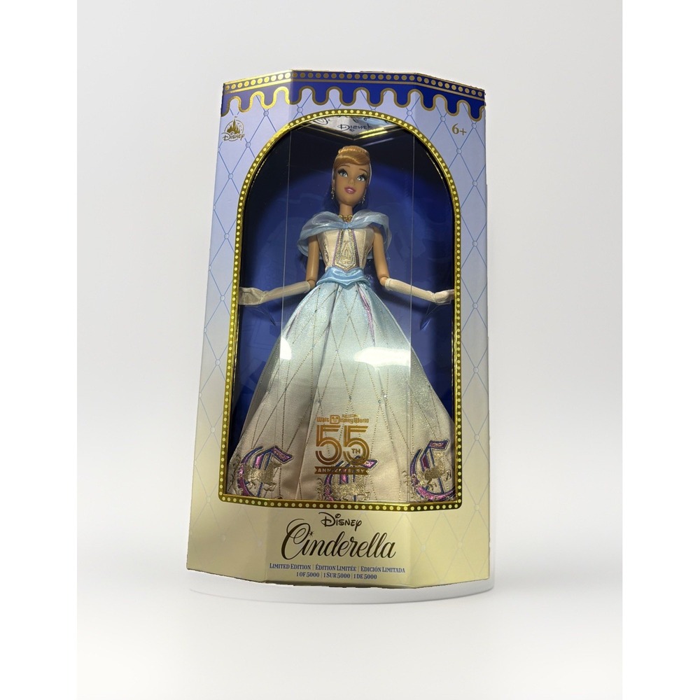 Disney Parks 2026 Walt Disney World 55th Anniversary Cinderella LE Doll New
